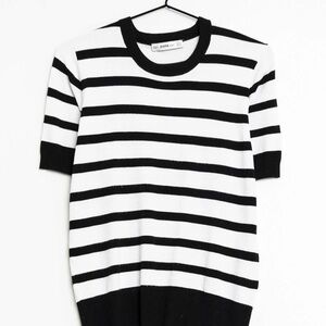 Zara Knit Monochrome Striped Knit Top